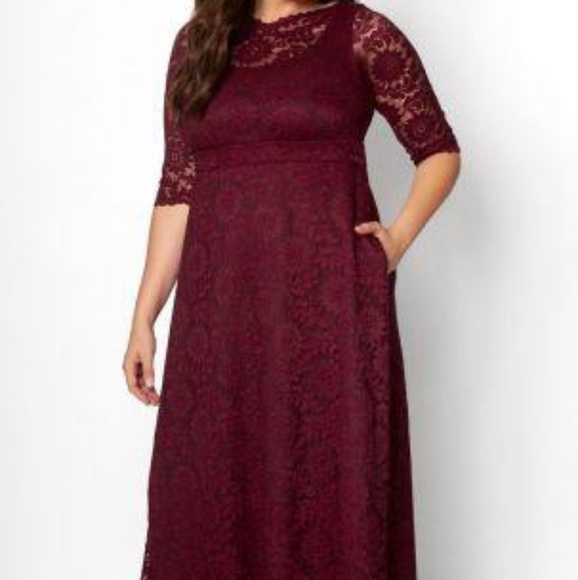 💃🏻Kiyonna Leona Lace/Glittering Garnet gown 2X - Picture 2 of 8